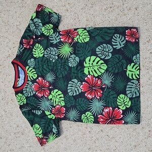 South Pole Hawaiian Design Banded Collar T-Shirt Size Large